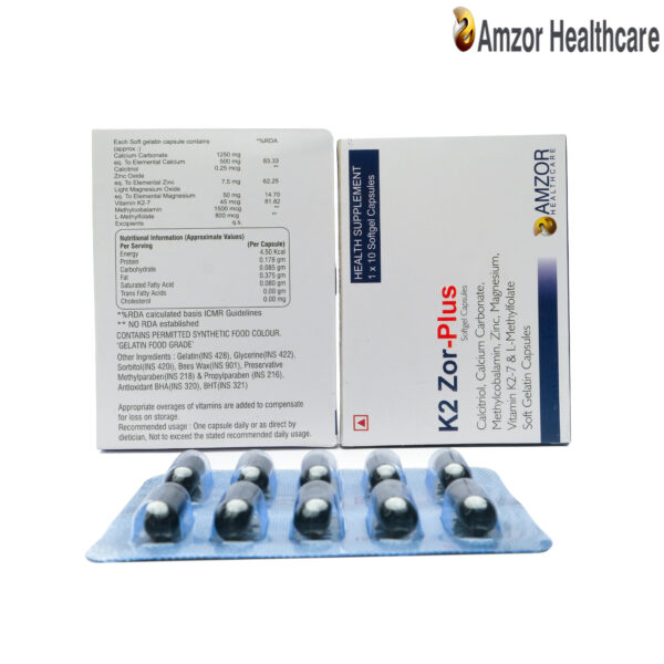 K2 Zor-Plus Softgel Capsules - Amzor Healthcare